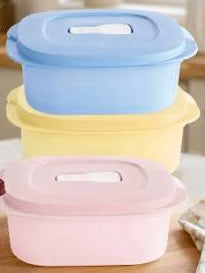 Plastic Square container with seal (500ml) - Crystalwave Set of 3 in multicolours